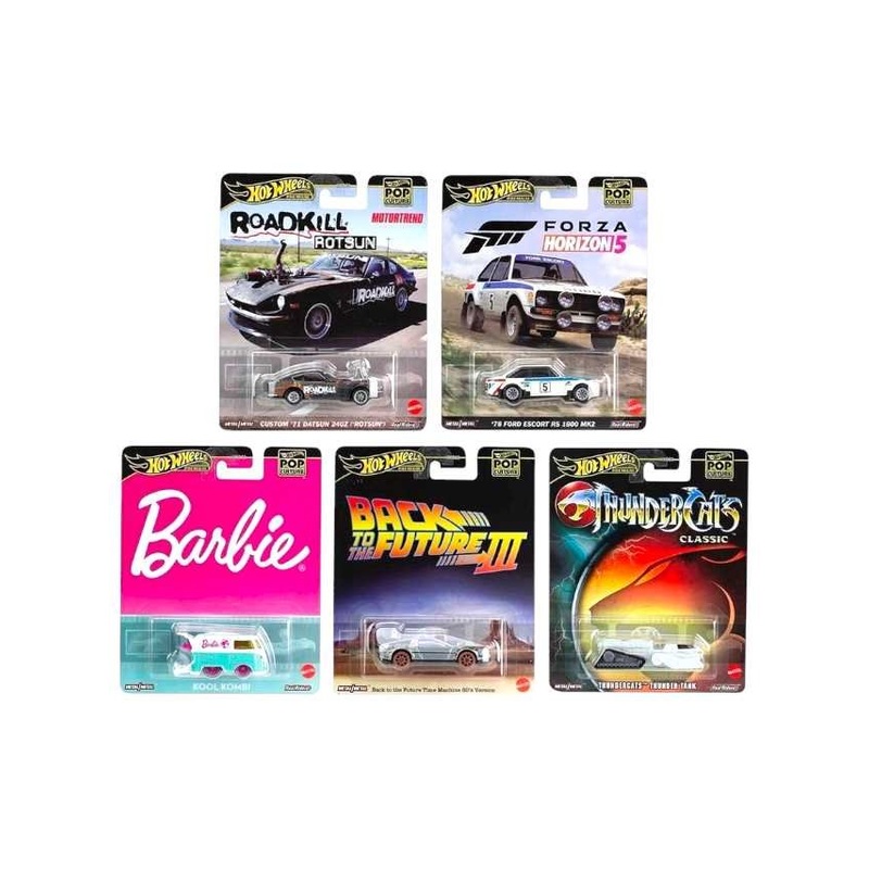 EXCLUSIVE Hot wheels set of 5 pop culture ,back to the future, barbie kool kombi