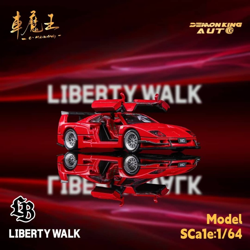 Demon King Auto 1/64 F40 LB-Works Gull-Wing Concept Modified - Rosso Corsa Red