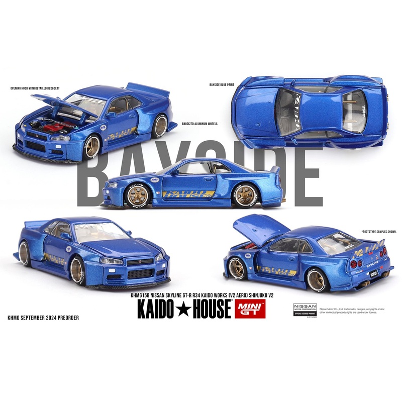 KaidoHouse x Mini GT 1/64 Nissan Skyline GT-R (R34) Kaido Works (V2 Aero) SHINJUKU V2