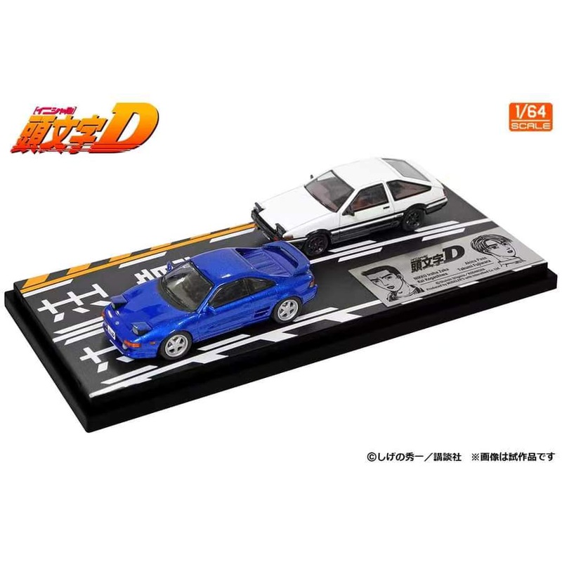 Modeler's 1/64 Initial D Series Set of 2 Cars - Blue MR2 (Kai Kogashiwa) + White AE86 (Takumi Fujiwara)