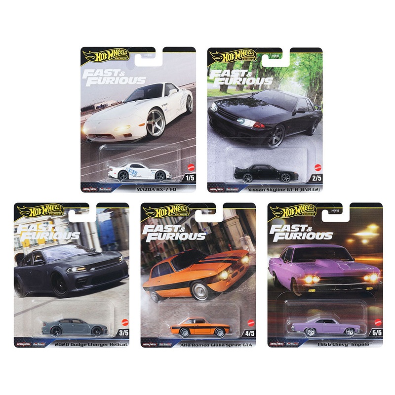Hot Wheels 1/64 Fast & Furious Premium 2025 K Assortment (set of 5)