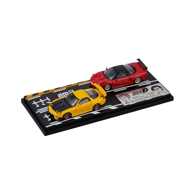 Modeler's 1/64 Initial D Series Set of 2 Cars - Yellow RX-7 FD3S(Keisuke Takahashi) + Red NSX NA1(Go Hojo)