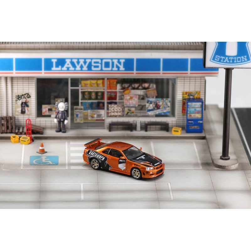 Stance Hunters x Street Weapon 1/64 Skyline GT-R R34 Nismo Z-Tune - NFS RedOrange LiveryLimited To 399 pcs Only