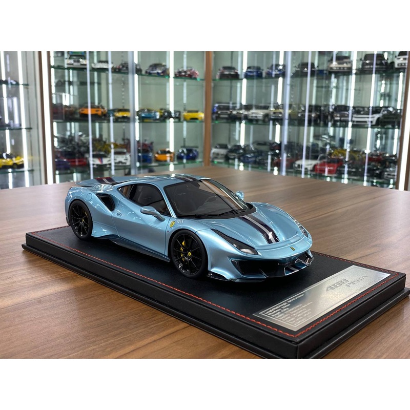 1/18 Resin Model - Ferrari 488 Pista by Dino in Ice Blue