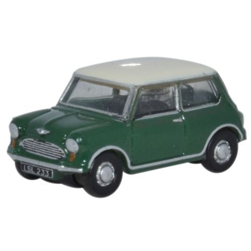 Almond Green Old English White Austin Mini - 1:148 Scal