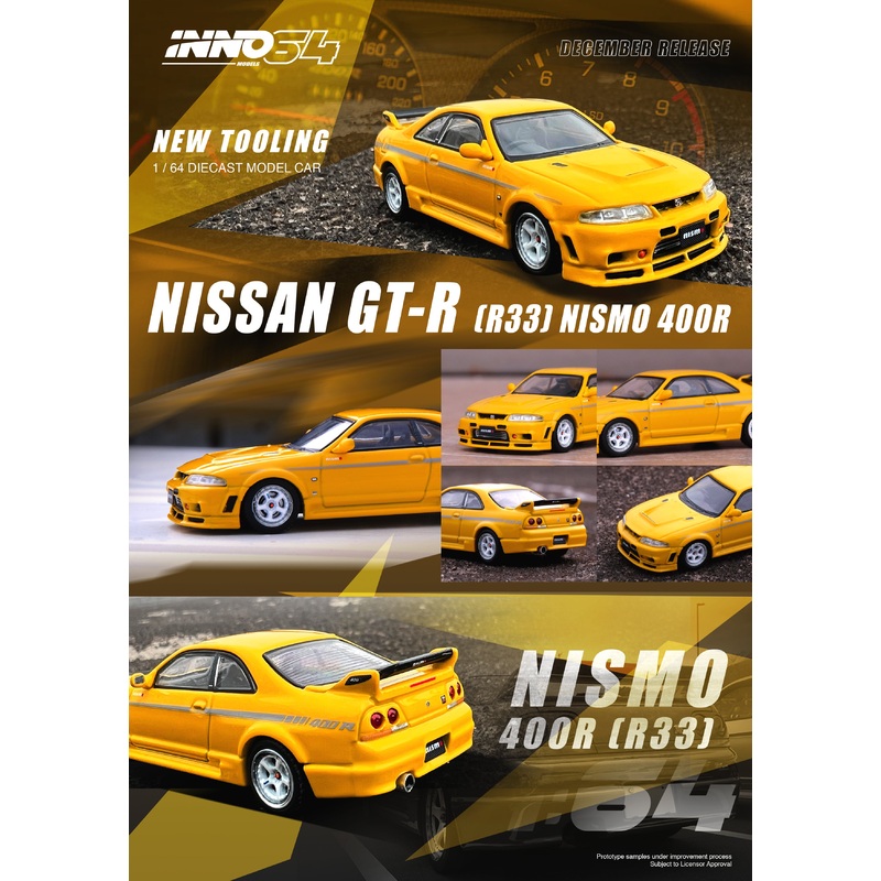 Inno64 1/64 NISSAN SKYLINE GT-R (R33) NISMO 400R Lightning Yellow
