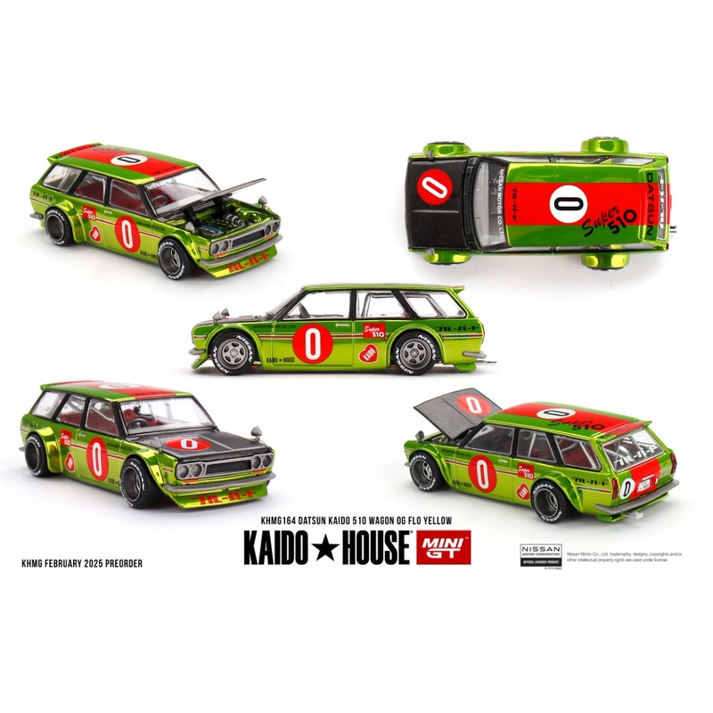 [ETA:  Jan 2026 ] Mini GT x KaidoHouse  1/64 Datsun KAIDO 510 Wagon OG  Flo Yellow