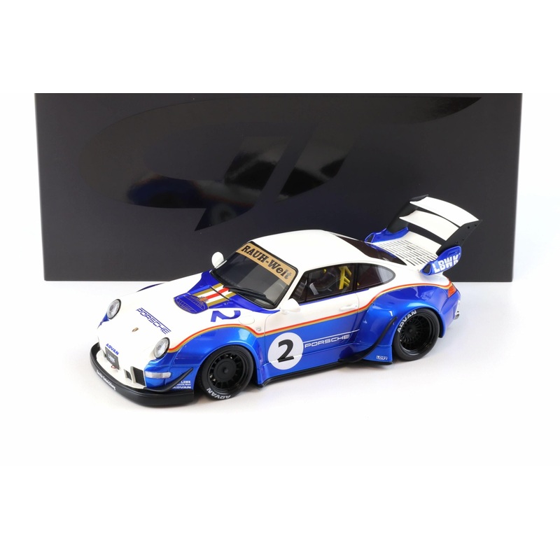 GT Spirit 2023 Porsche 911 993 RWB X No 2 Liberty Walk White and Blue 1:18