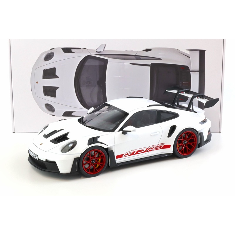 Norev 2022 Porsche 911 992 GT3 RS White w/ Pyro Red Wheels 1:12