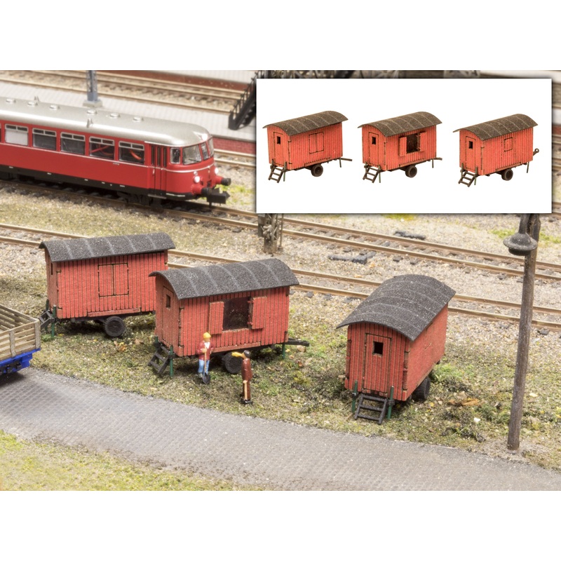 Red 3-part construction trailer set