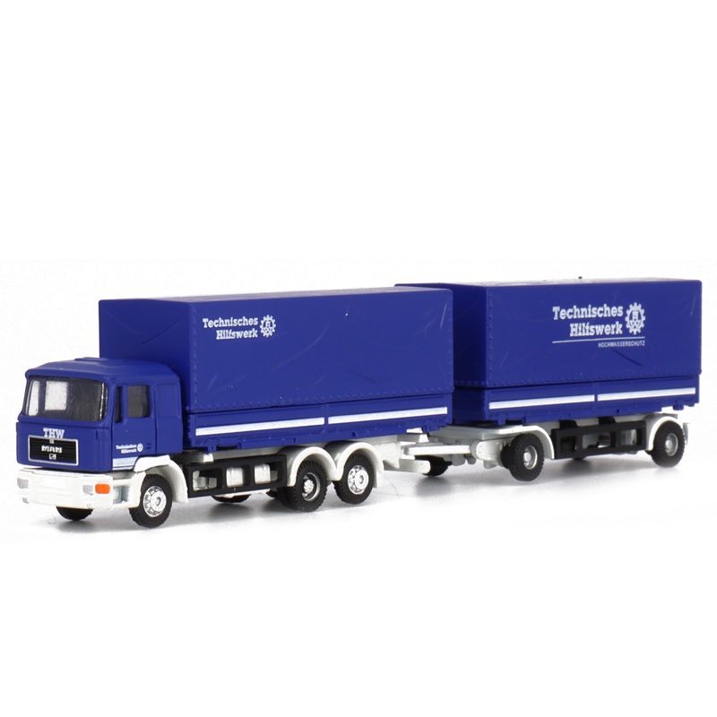 Truck MAN F90 3-axle swap body trailer THW