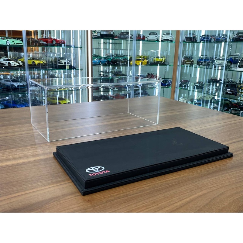 1/18 Acrylic Display Case  Black Leather Base with Toyota Logo Print