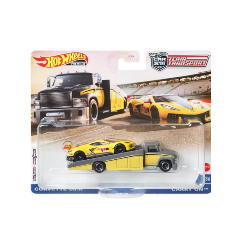 EXCLUSIVE Hotwheels TEAM TRANSPORT Corvette C8.R & Carry on (blister damage)