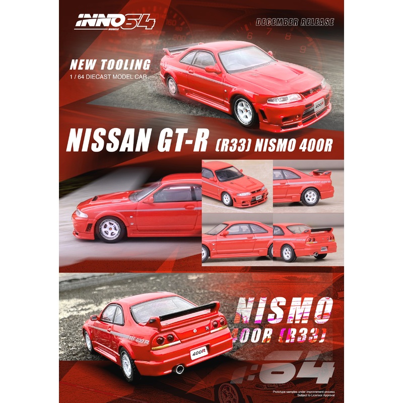 Inno64 1/64 NISSAN SKYLINE GT-R (R33) NISMO 400R Super Clear Red II