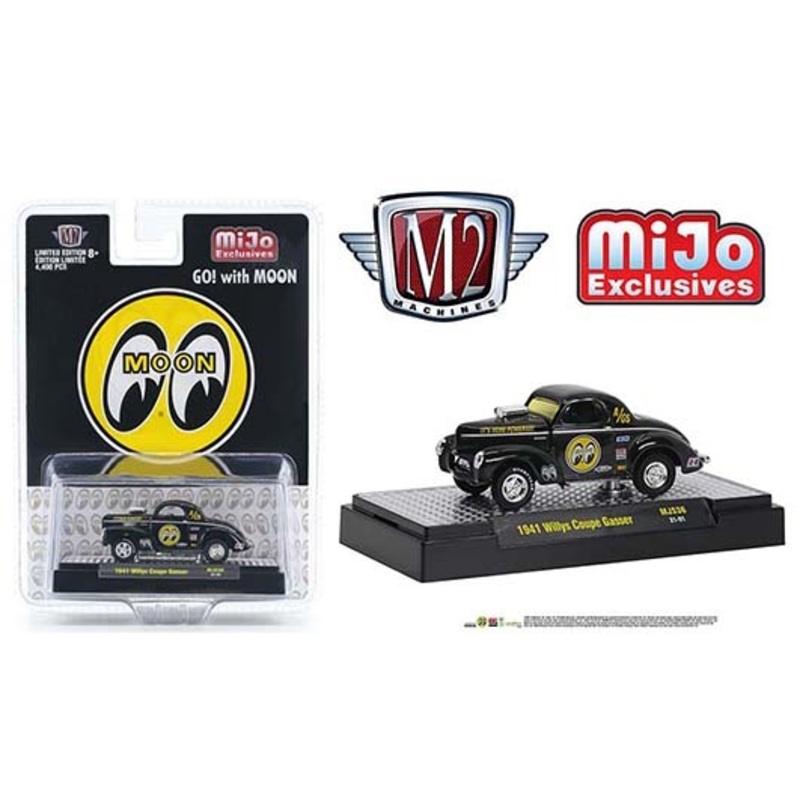 M2 1:64 MiJo Exclusives Auto-Gasser 1941 Willy's Coupe Gasser Mooneyes