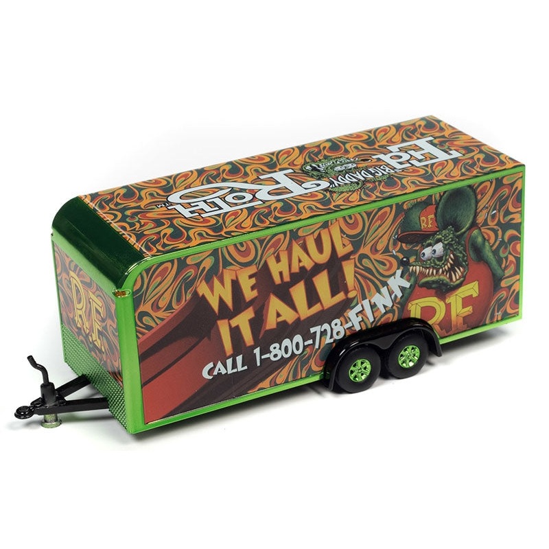 Auto World 1/64  Enclosed Trailer Rat Fink in Green and Red
