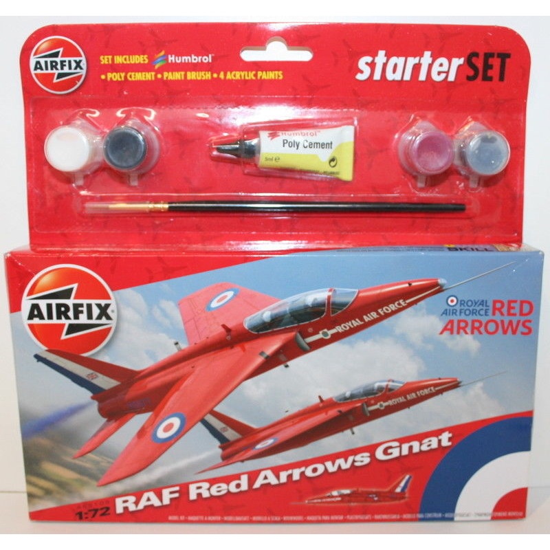 Airfix 1/72 Scale A55105 - RAF Red Arrows Gnat - Starter Set