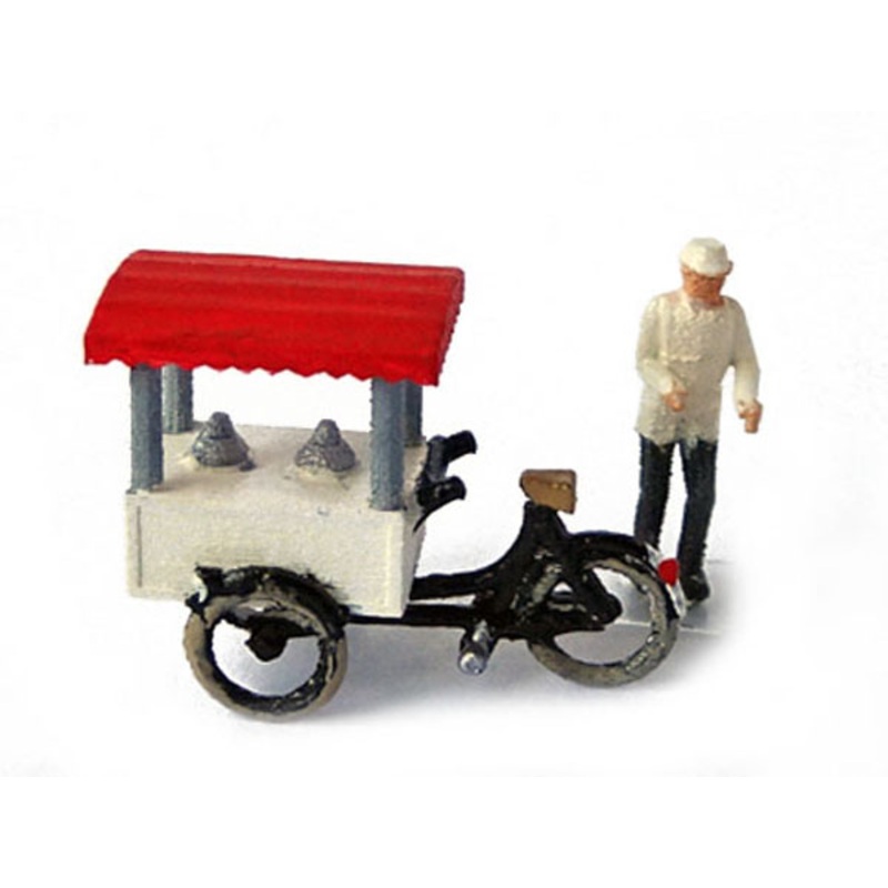 Ice cream stall bike with seller