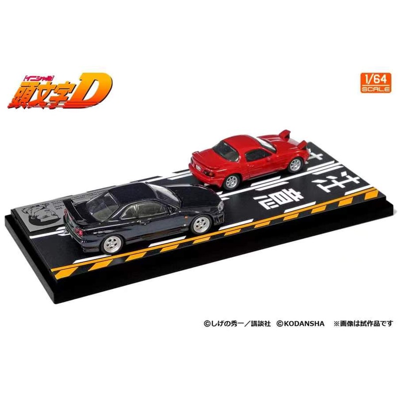 Modeler's 1/64 Initial D Set of 2 Cars - Mazda Eunos Roadster NA6CE(SuetsuguToru) + Nissan Skyline 25GT Turbo ER34(Atsuro Kawai)