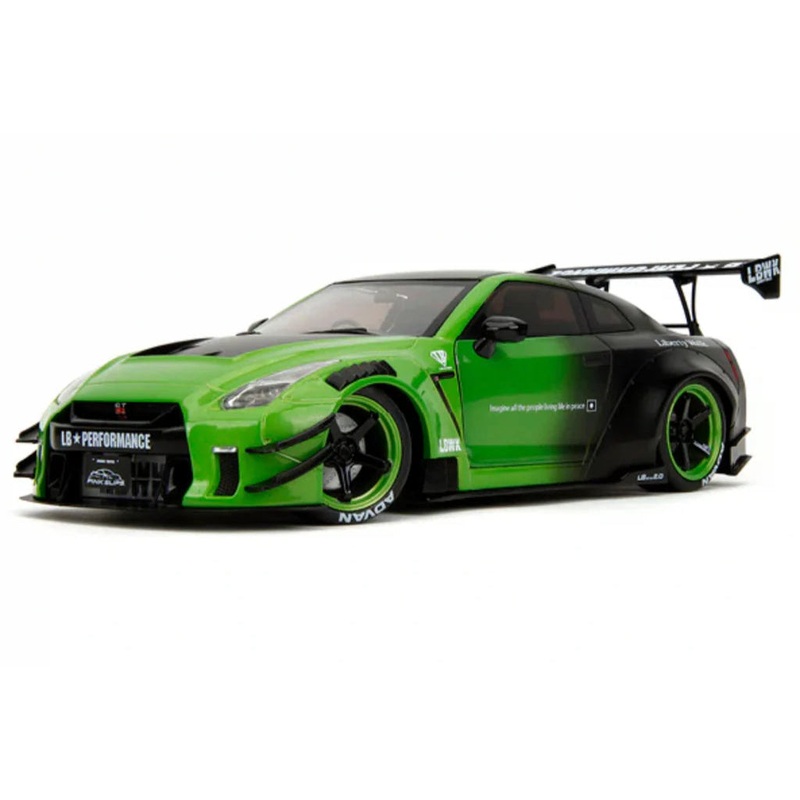 Jada Pink Slips Nissan Skyline GT-R R35 Liberty Walk Green and Black 1:18