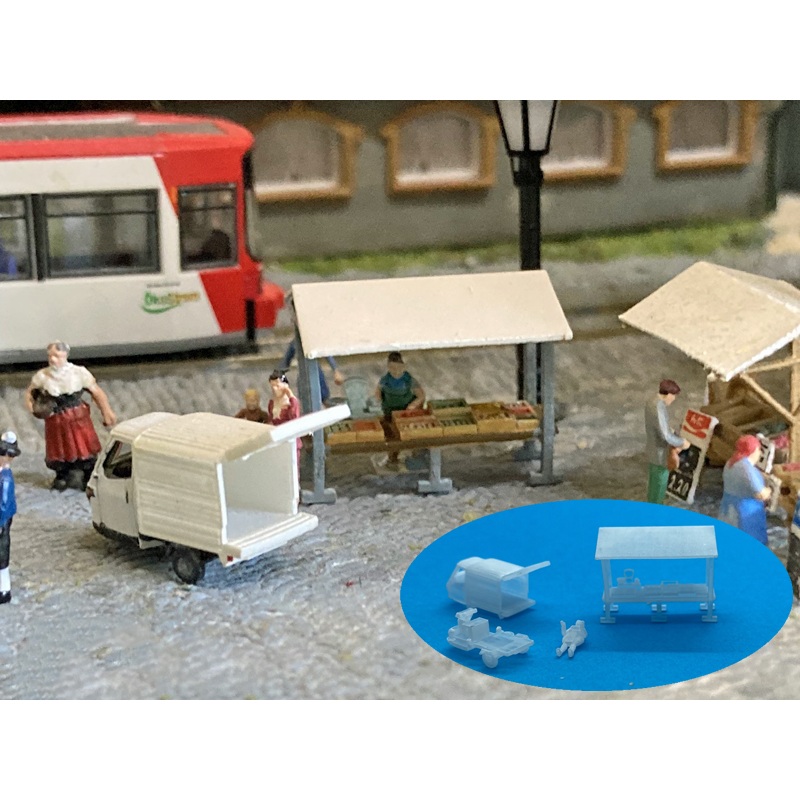 Vegetable market stall with Piaggio Ape Furgone 50 