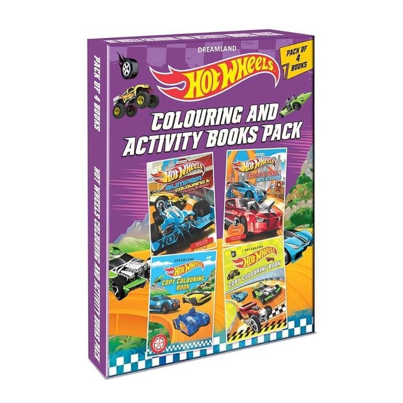 EXCLUSIVE Hotwheels colouring and activity books pack of 4