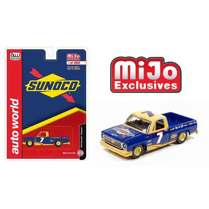 Auto World 1:64 MiJo Exclusives Chevy 1973 Cheyenne Fleetside Sunoco Racing LTD 4,800