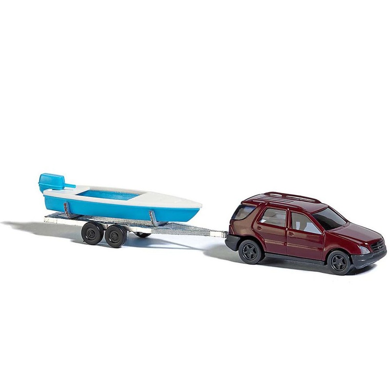 Mercedes car with boat