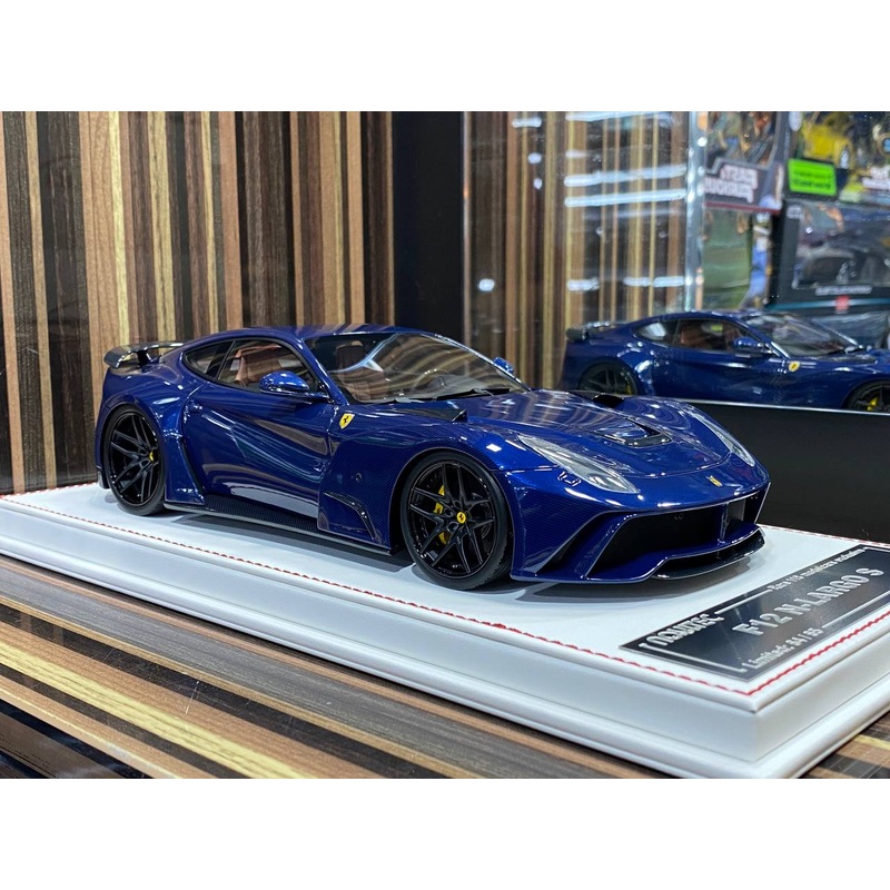1/18 Diecast Miniature Ferrari F12 N-Largo S Davis & Giovanni Blue Carbon Model Car