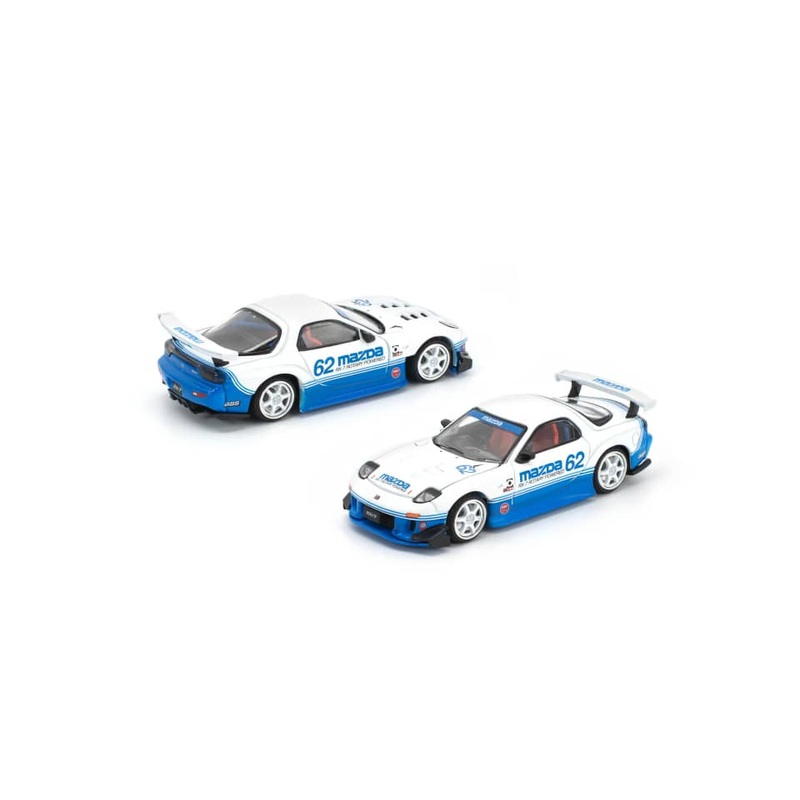 [ETA:  Aug 2026 ] Enigma x Pop Race 1:64 Diecast Model 1/64 RX-7 FC3S RE Amemiya Modified White-Blue 62# Livery Blister Card Version