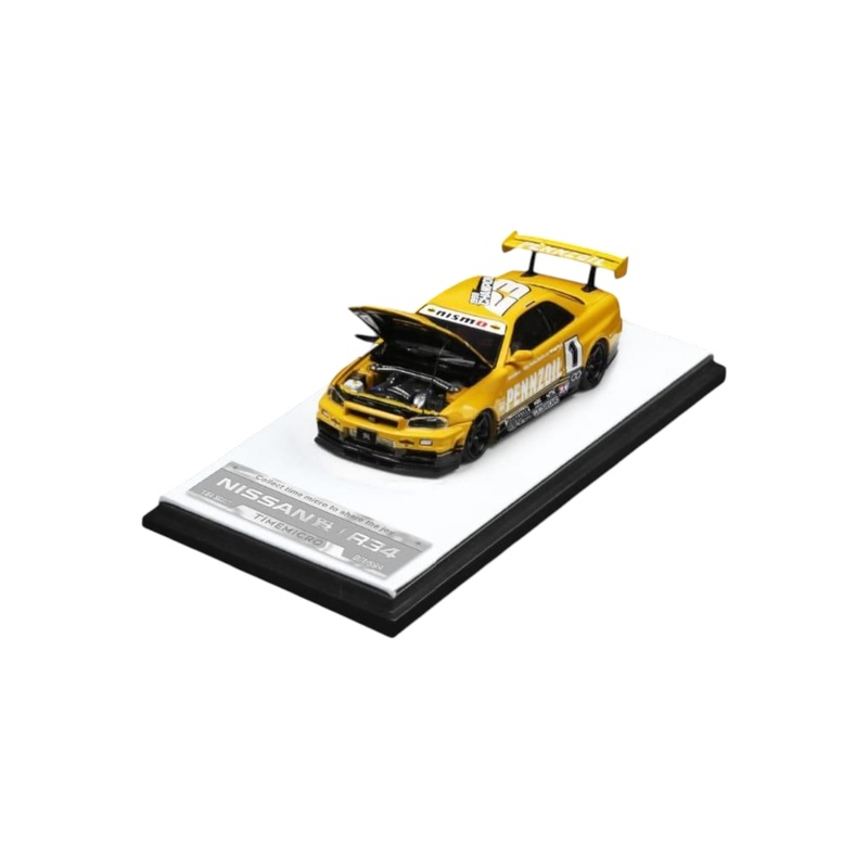 Time Micro Nissan GTR R34 Pennzoil Livery 1:64 Scale (With Acrylic Case and Openable Hood