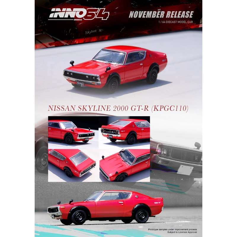 Inno64 1/64 NISSAN SKYLINE 2000 GT-R (KPGC110) Red