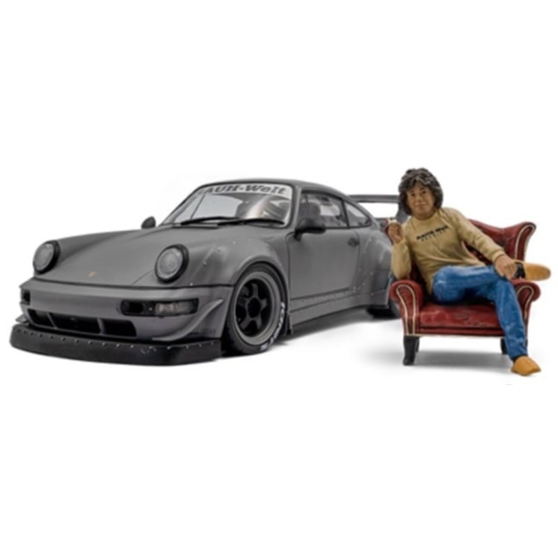 Solido 2016 Porsche 911 (964) RWB Bodykit Nardo Grey w/ Akira Nakai Figure 1:18