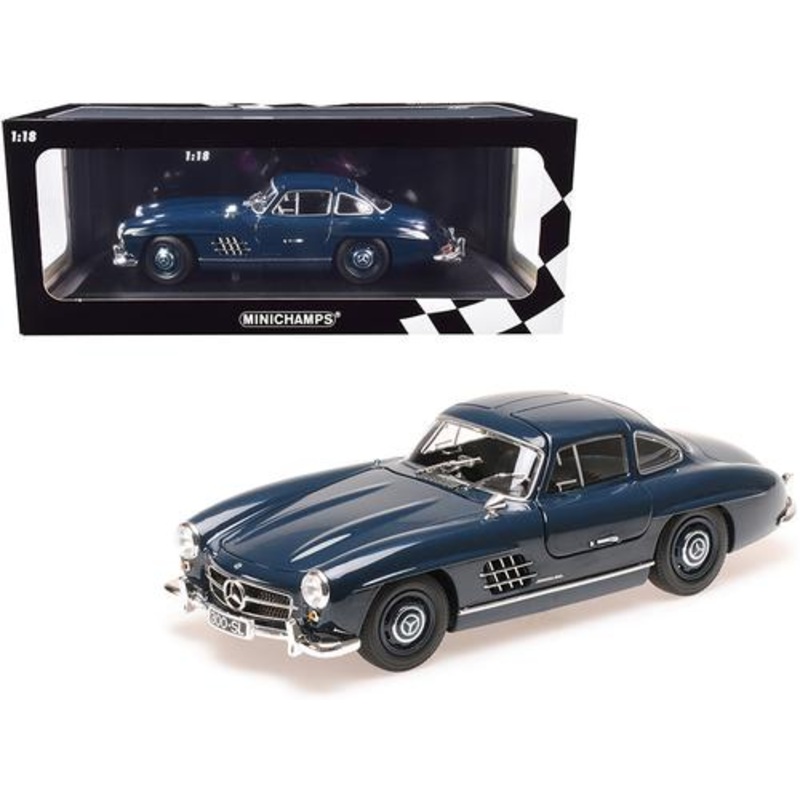 1955 Mercedes Benz 300 SL (W198) Dark Blue Limited Edition to 300 pieces Worldwide 1-18 Diecast Model Car by Minichamps