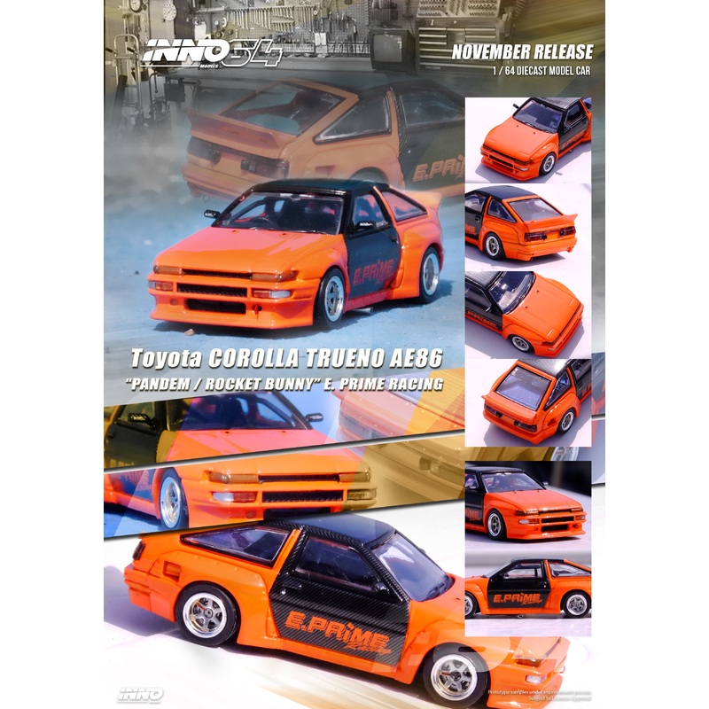 Inno64 1/64 TOYOTA COROLLA TRUENO AE86 PANDEM / ROCKET BUNNY E. PRIME RACING