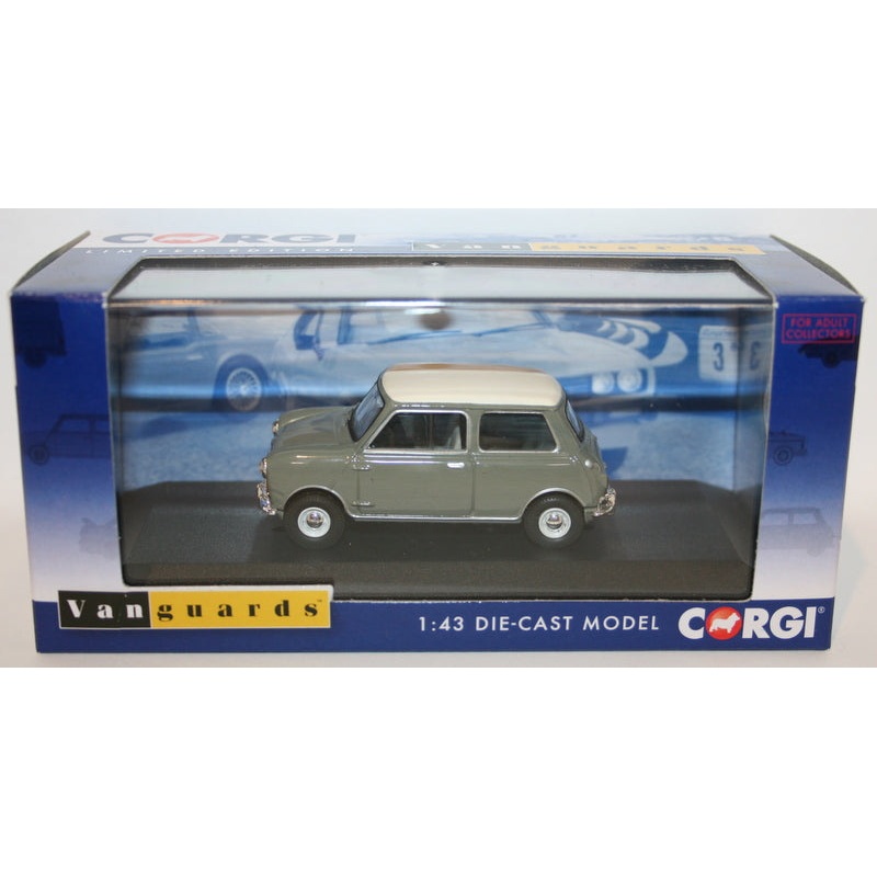 Vanguards 1/43 Scale Diecast VA02537 Morris Mini Cooper MK1 998cc - Grey / White