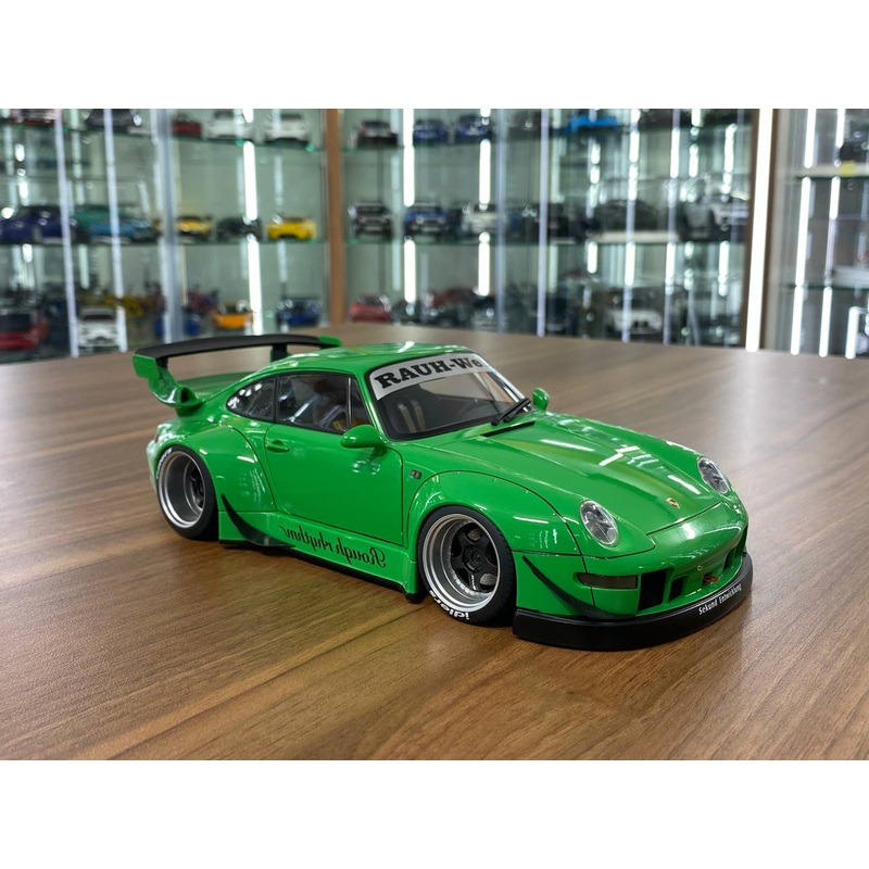 1/18 Diecast Full Opening  AUTOart Porsche RWB 993 (Green / Gun Grey Wheels)