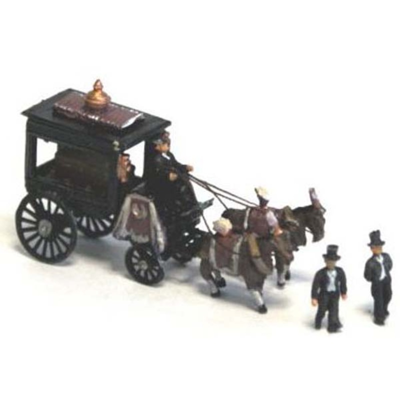 Horse Drawn Hearse with Figures and coffin