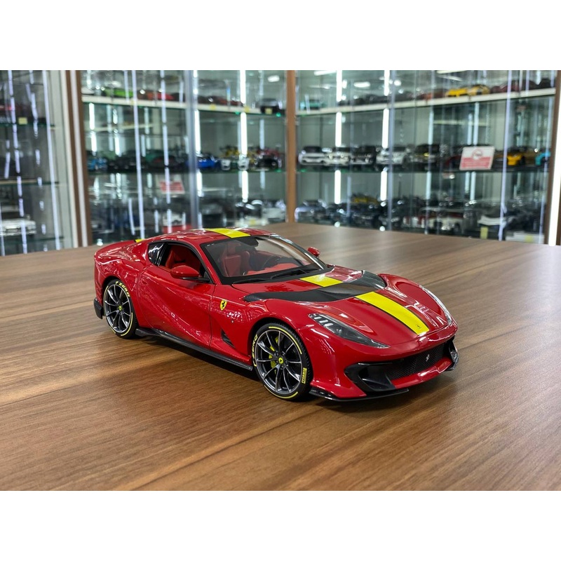 1/18 Diecast Full opening Bburago Signature Series  Ferrari 812 Competizione Red / Yellow stripe