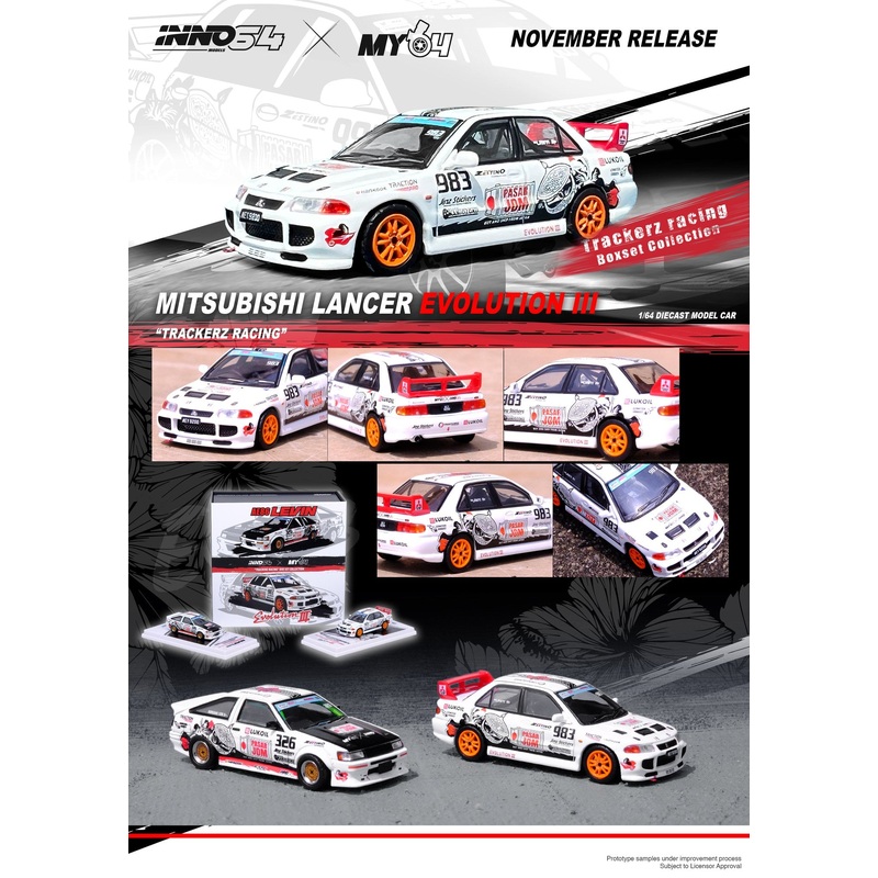 Inno64 1/64 MITSUBISHI LANCER EVOLUTION III TRACKERZ RACING