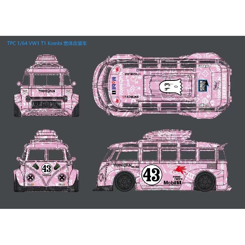 Liberty64 x TPC 1/64 VW T1 Kombi Hoonigan Pink43# Livery