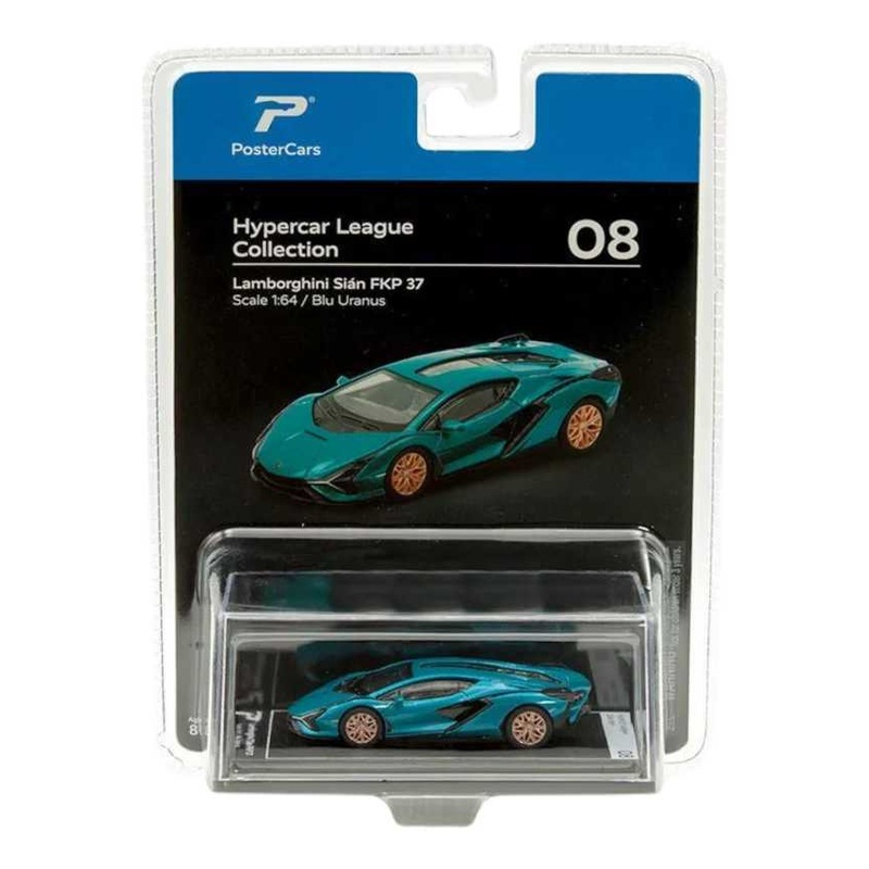 Poster cars Hyper League collection Lamborghini Sian FKP 37 scale 1:64/ Blu Uranus premium edition