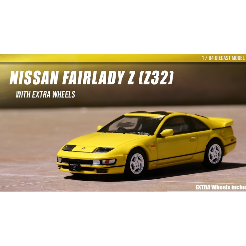 Inno64 1:64 NISSAN FAIRLADY Z (Z32) Yellow Pearlglow With Extra Wheels