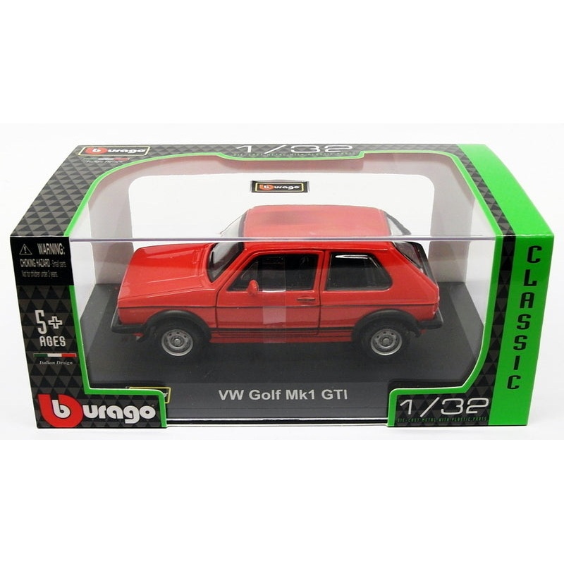 Burago 1/32 Scale Diecast Model Car 18-43205 - VW Golf Mk1 GTI - Red