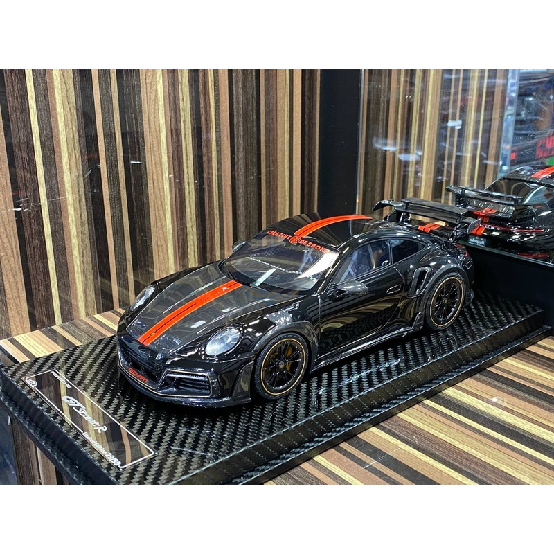 1/18 VIP Models Resin Model - Porsche 992 Turbo S GT Street R TechArt in Sleek Black