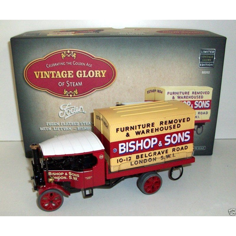 CORGI 1/50 - 80202 FODEN FLATBED STEAMER WITH LIFTVAN - BISHOPS & SONS