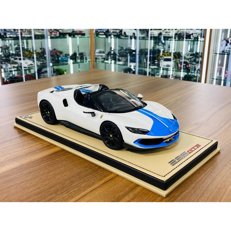 MR Collection Models Ferrari 296 GTS - 1/18 Resin Model, Limited Edition, White/Blue
