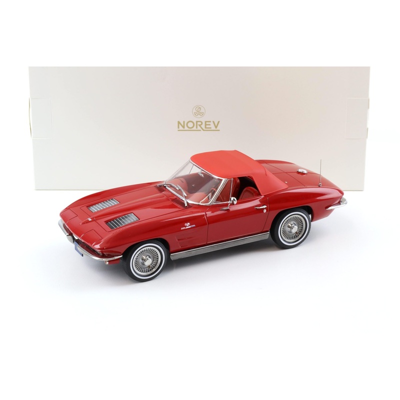 Norev 1963 Chevy Corvette C2 Stingray Cabriolet (Convertible) Riverside Red 1:18
