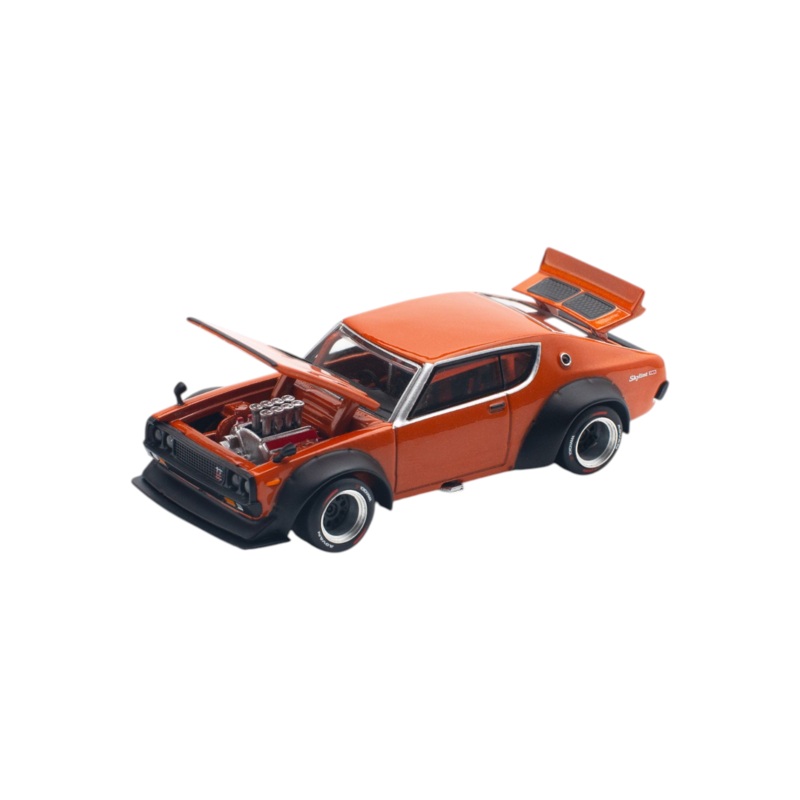Pop Race Nissan Skyline GTR V8 Drift Kenmeri Orange PR640173 1:64 Scale