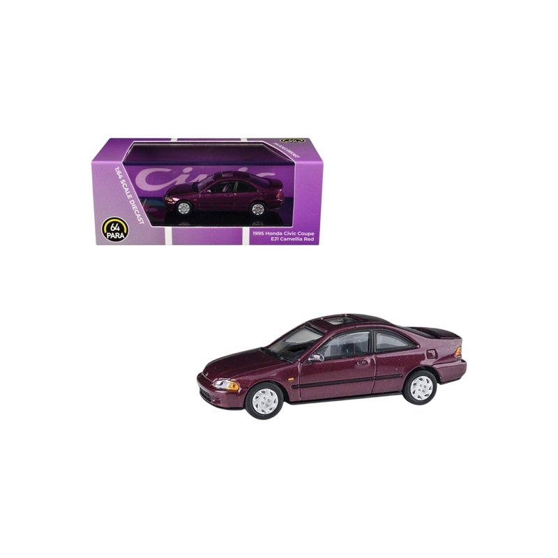 Para64 1985 Honda civic coupe eji camellia red 1:64 Scale